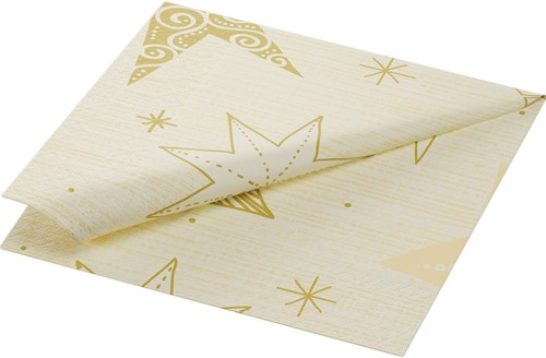 Kerst Servetten 33x33cm 3-laags Star Stories Cream 