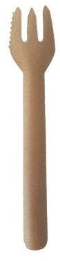 Snackvork met snijrand papier bruin 158mm P2P