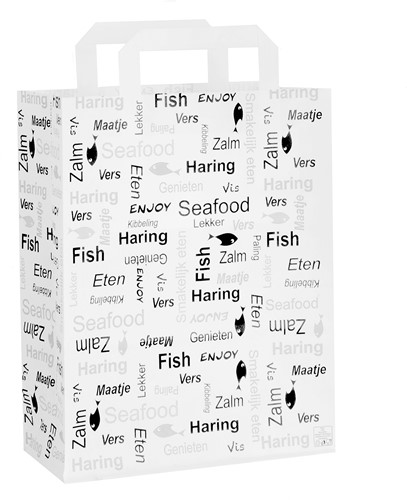 Papieren draagtas witkraft 22/5x28cm Enjoy Fish