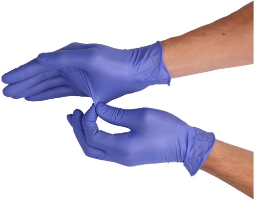 Handschoen nitril blauw L ongepoederd 8-9