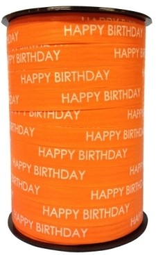Lint Paperlike 10mm 250 meter - oranje Happy Birthday $