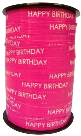 Lint Paperlike 10mm 250 meter - roze Happy Birthday $