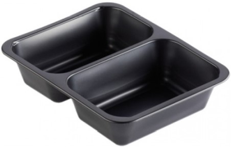 Menubak PP HMR 2 vaks 227x178x50mm zwart