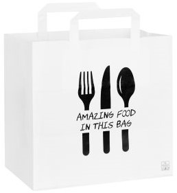 Papieren draagtas Amazing food  26x17x25cm